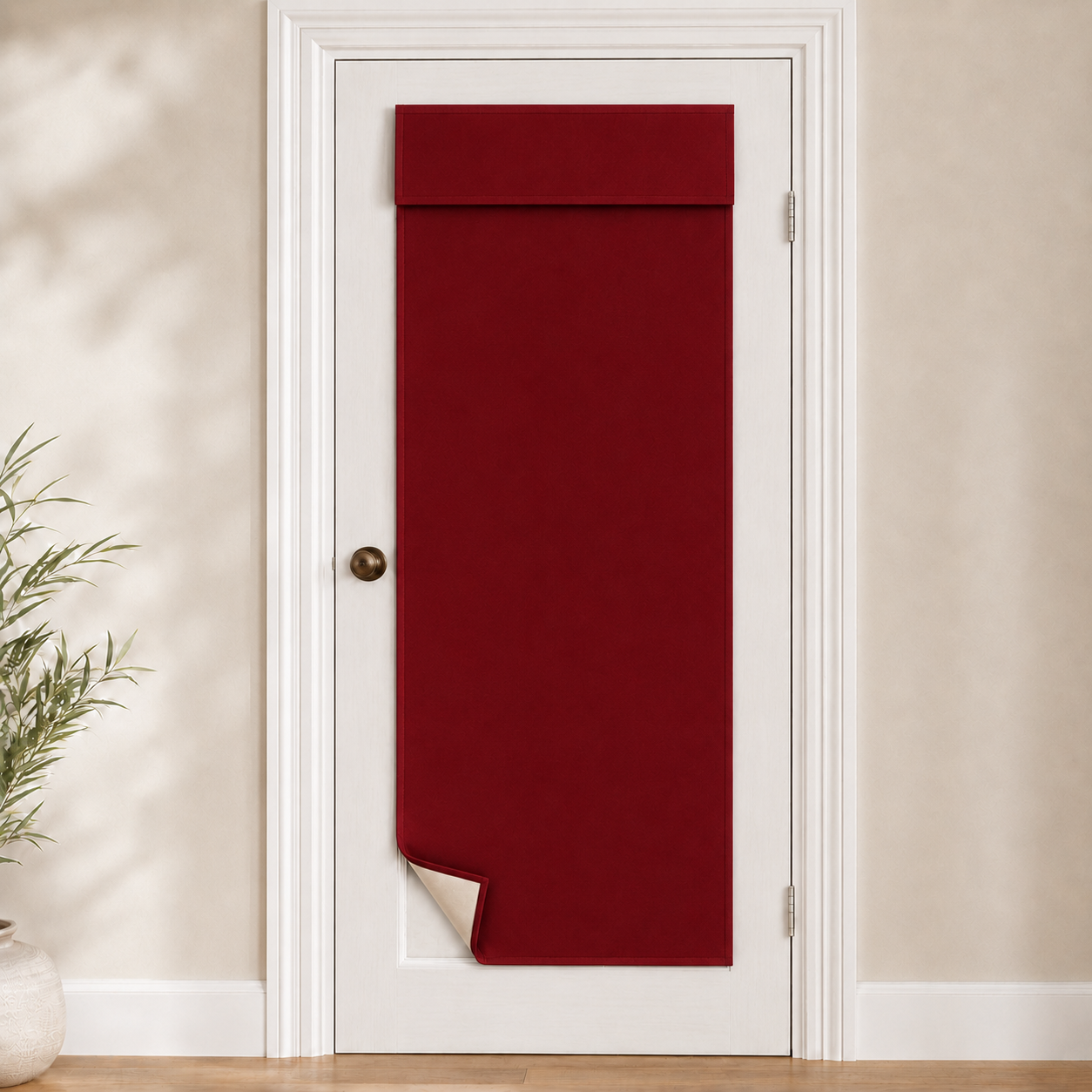 Rideau de porte thermique et occultant, coloris rouge
