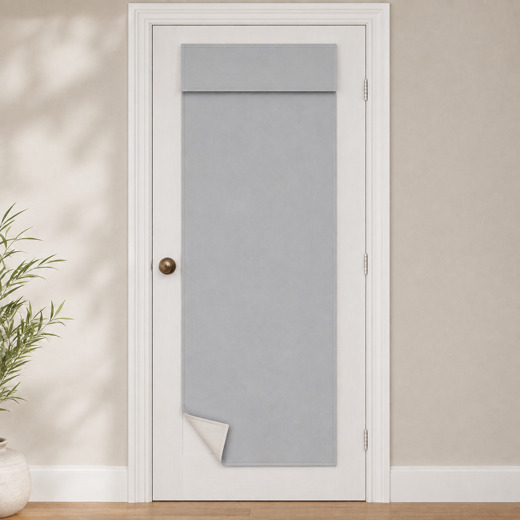 Rideau de porte thermique et occultant, coloris argent
