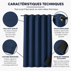 Rideau thermique occultant Boréal, coloris bleu nuit