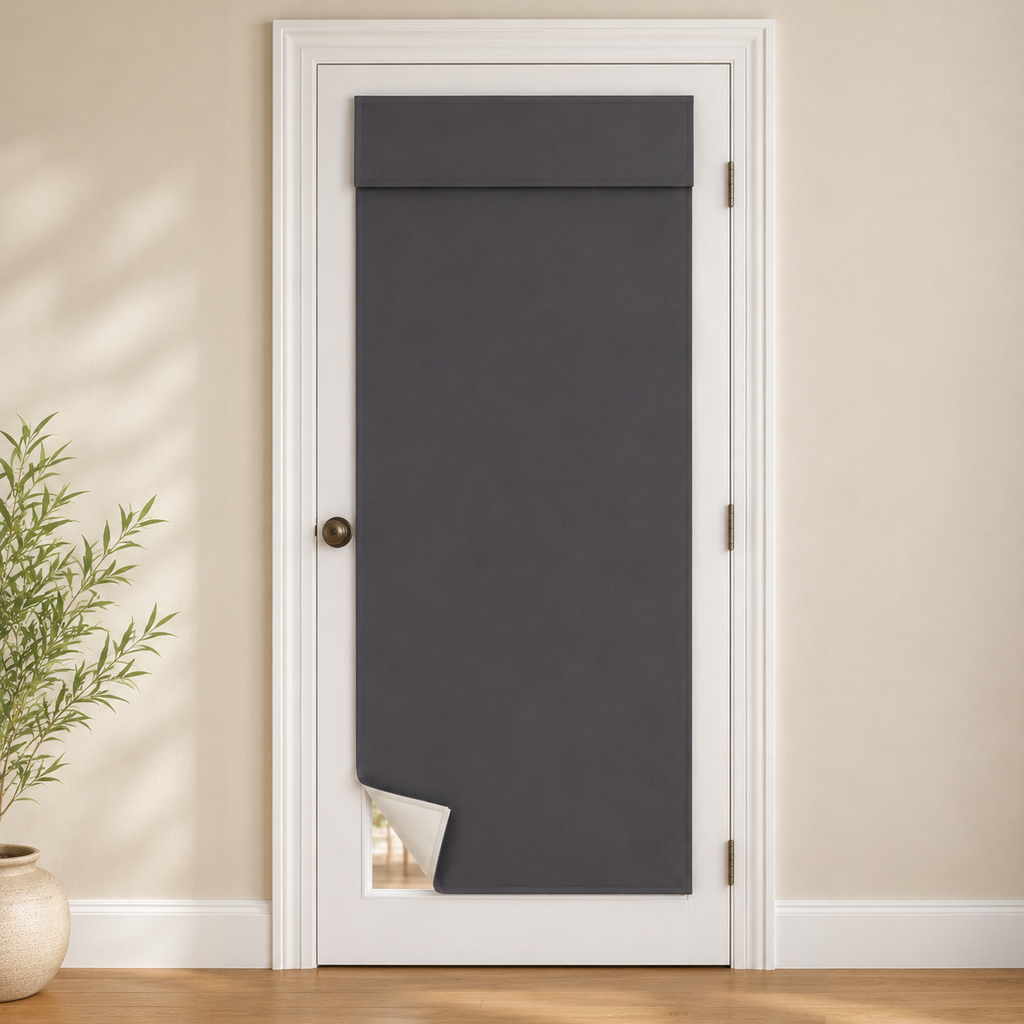Rideau de porte thermique et occultant, coloris gris