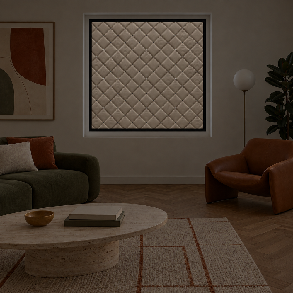Avec le Nordik — Rideau thermique isolant matelassé Nordik — fixation velcro sans perçage, vitre et fenêtre de toit